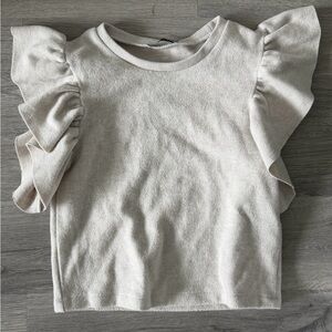 Zara Sweater Shirt Flutter Short Sleeve XS S